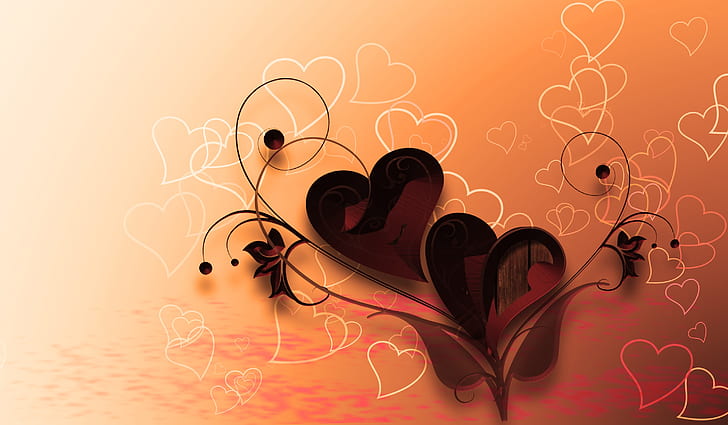 black and orange heart wall decal