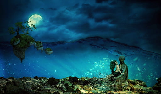 painting of mermaid under the sea
