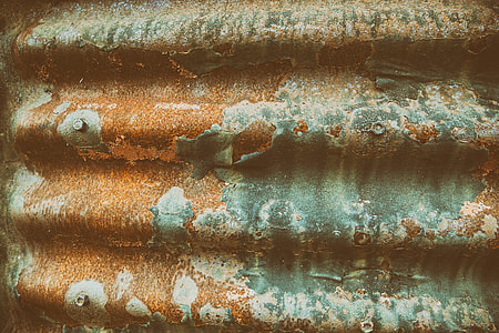 Close-up shot of rusty old corrugated iron metal, image captured with a Canon 6D