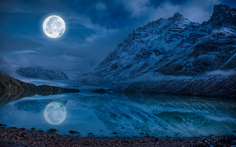 body of water and moon landscape
