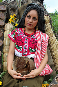 woman wearing red, white, and brown sari dress