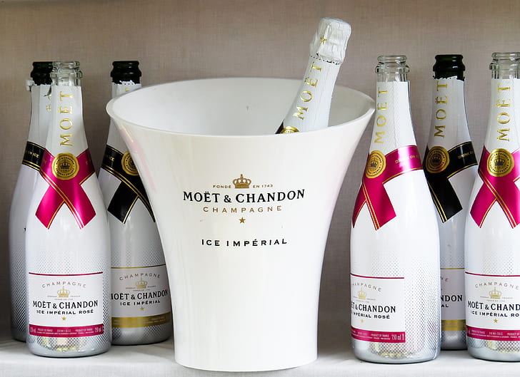 white Moet & Chandon champagne bottles