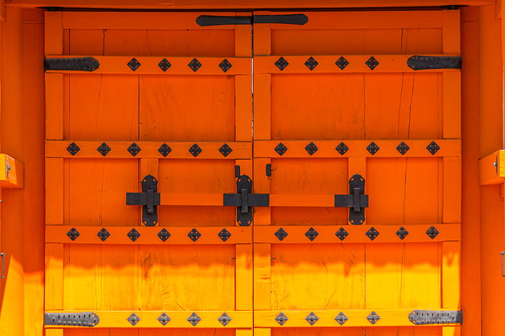 orange and yellow wooden door