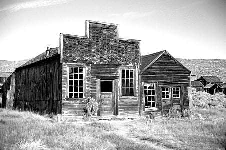 Gray Scale Photo of Brown Wooden House during Daytime