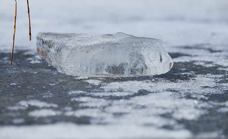 greyscale photography of ice