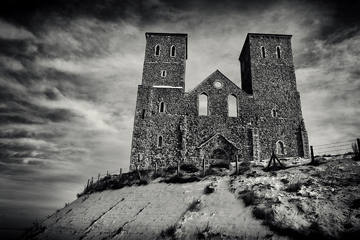 This image was taken at Reculver in Kent, England, a pair of old towers sit on the cold winter English coast
