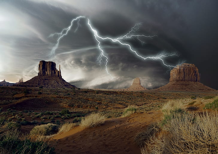 Monument Valley, Utah lightning digital wallpaper