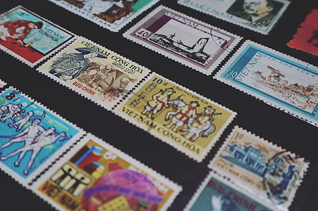 Assorted-colored Vietnam Postage Stamps