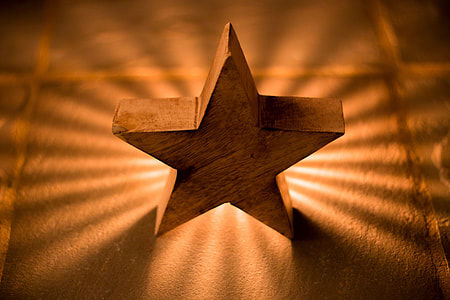 Wooden star on a desk