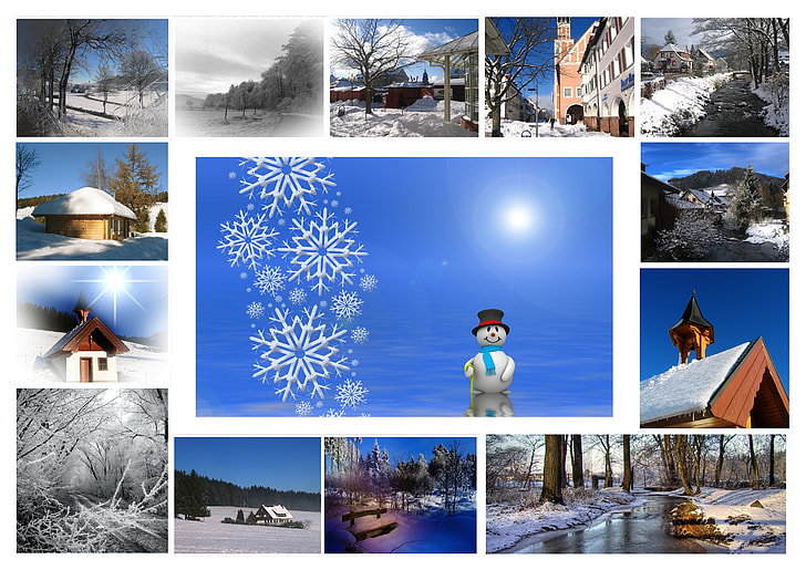 winter season photo collage