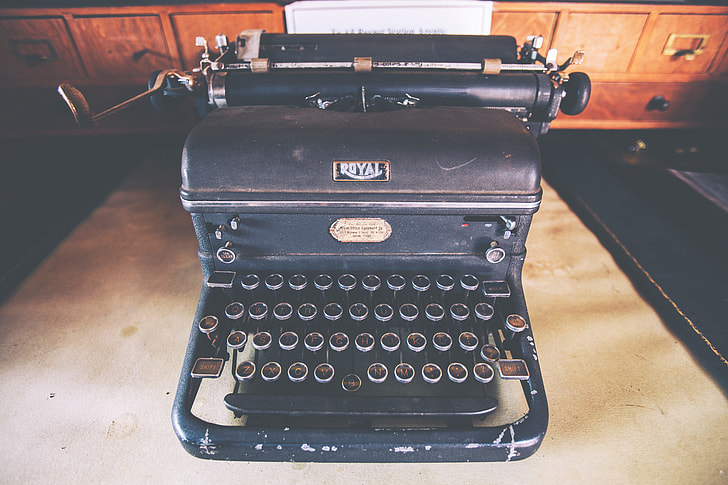 Retro typewriter on a desk