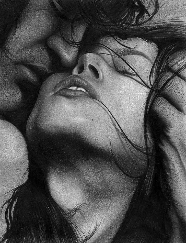 grayscale photography of man and woman