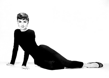 grayscale photo of Audrey Hepburn