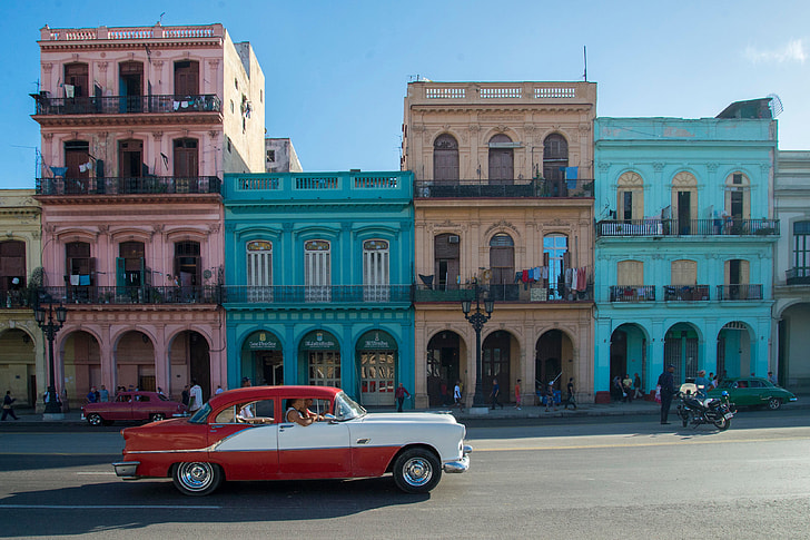 Classic American car on the streets of Havana in Cuba