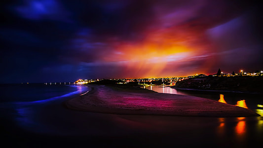lighted cityscape digital wallpaper
