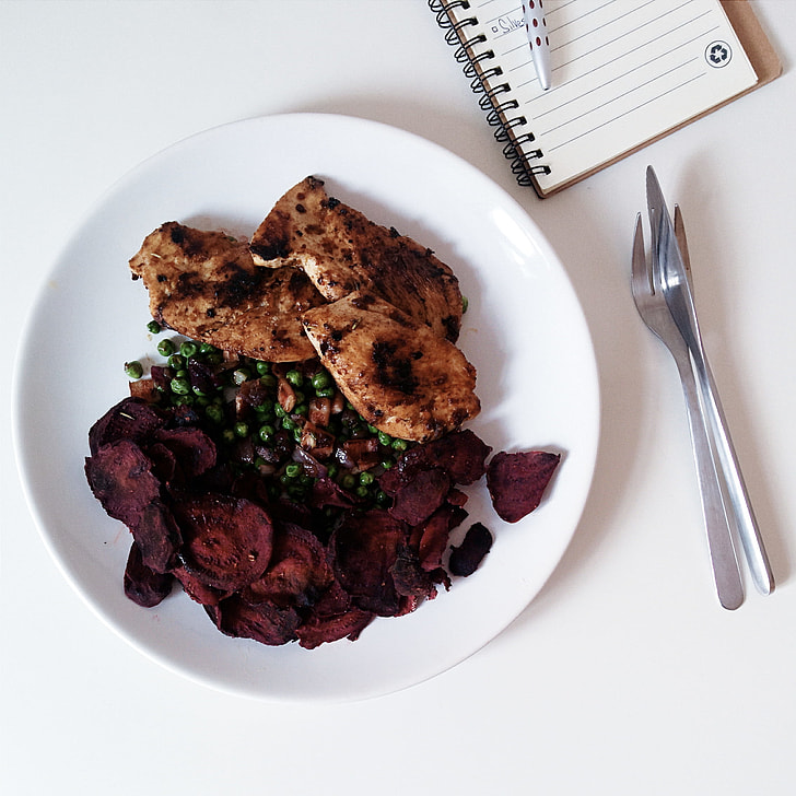 Chicken breast steaks with beetroot