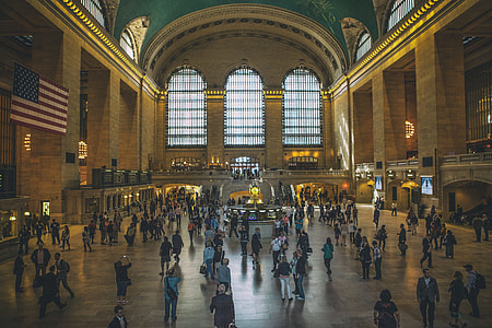Interior shot taken at Grand Central Terminal, NYC, the busiest train station in the USA