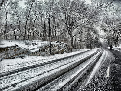 Snowy Road during Daytime
