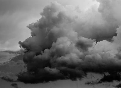 grayscale photo of clouds formation