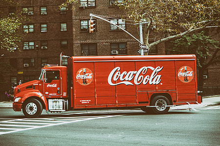 Image of a Coca Cola truck on the streets on Manhattan, New York City