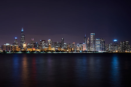 The City of Chicago by night