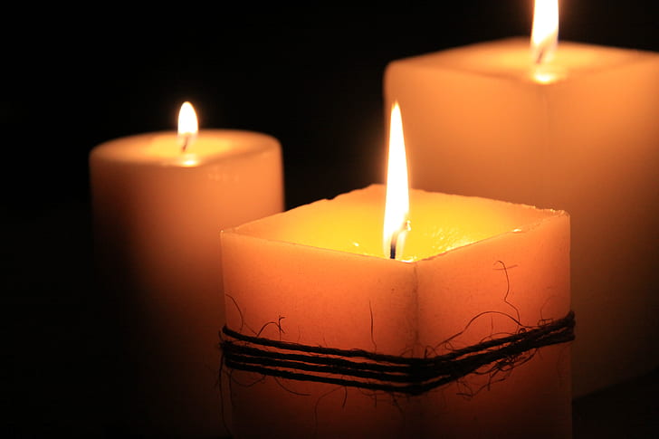 three pillar candles photography