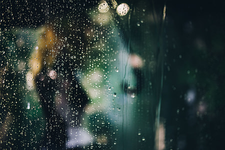 Water drops of rain on glass