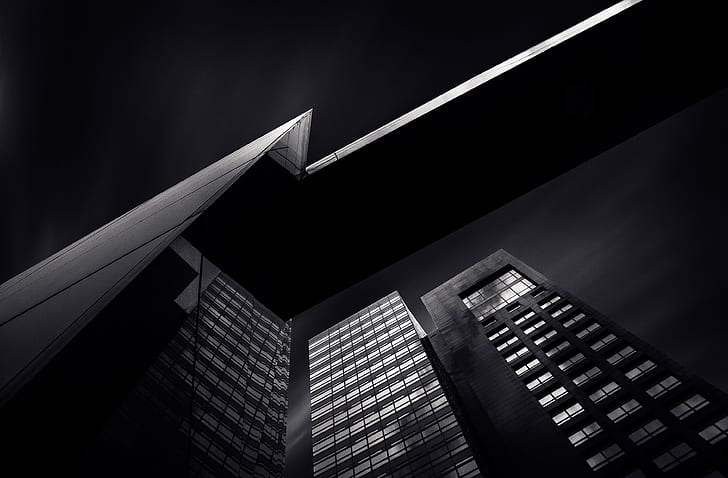 low angle of black high-rise buildings