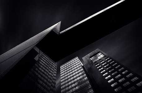 low angle of black high-rise buildings