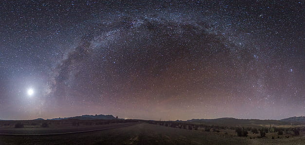 long exposure and wide-angle photograph of stars