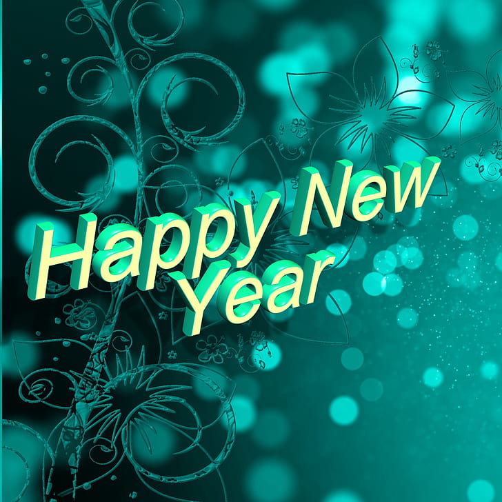 blue background with Happy New Year text overlay