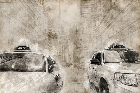 two gray cars painting