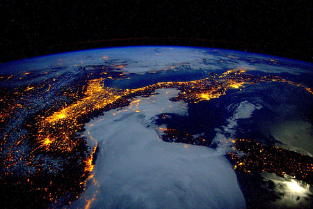 earth during nighttime photo taken from ISS