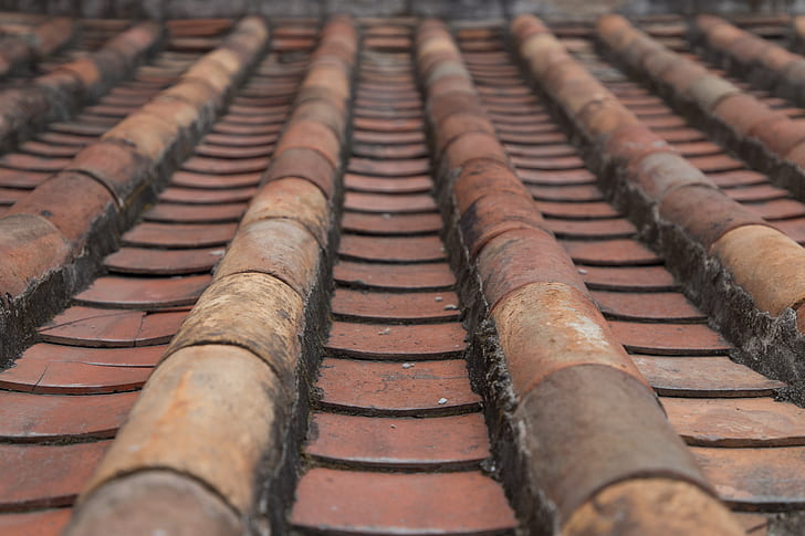 brown roof tiles close up photo