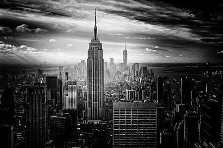 grayscale photo of Empire State building