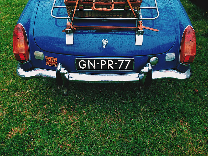 blue GN-PR-77 car license plate