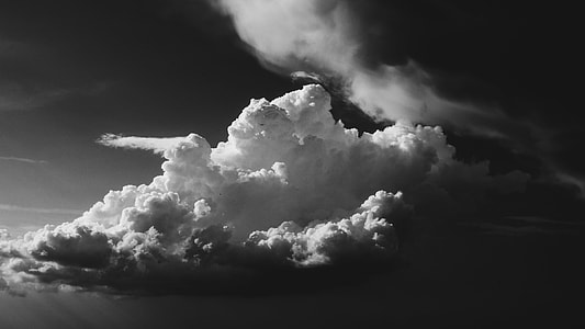 grayscale photo of white cloud