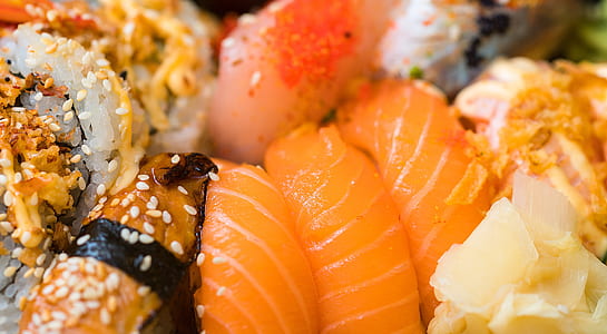 shallow focus photo of sashimi dish