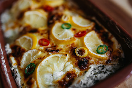 Fish casserole with lemon and herbs