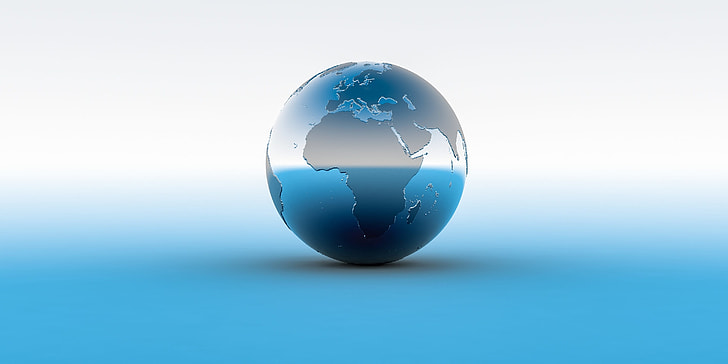 silver and gray globe with white background