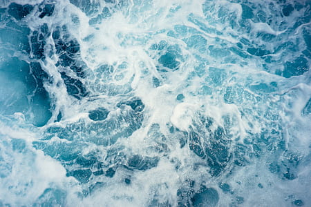 blue water with foam