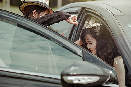 Bride Stepping Out of the Car