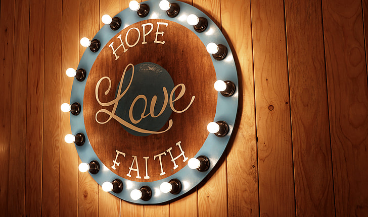 Hope Love Faith Sign Wood Light