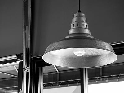 Gray Ceiling Lamp Near Clear Glass Window