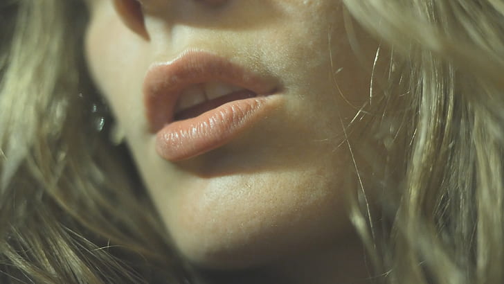 closeup view of woman's lips