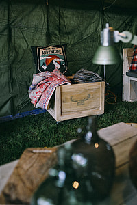 Interior of military styled tent