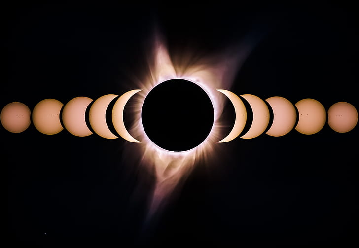 eclipse, sun and moon, solar eclipse, total eclipse, timelapse solar eclipse, time lapse sky