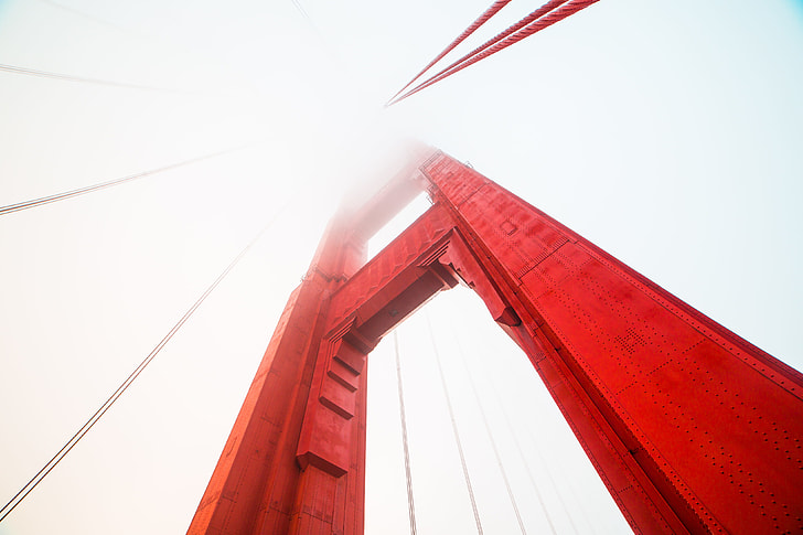 Pillar of The Golden Gate Bridge Covered in Fog