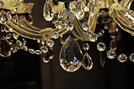 clear glass chandelier macro photography