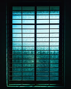 Closed Black Metal-framed Frosted Glass Windowpane